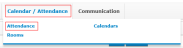 Calendar / Attendance menu with Attendance highlighted