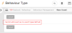 Behaviour Type screen with error message highlighted