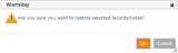 Warning popup