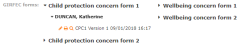 List of GIRFEC forms with one form and its sub-sections highlighted